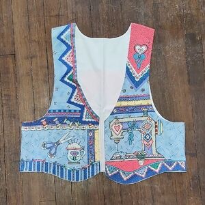 Sewing Blue and Pink Vest